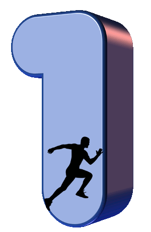 An image was here of the number one containing a man running.