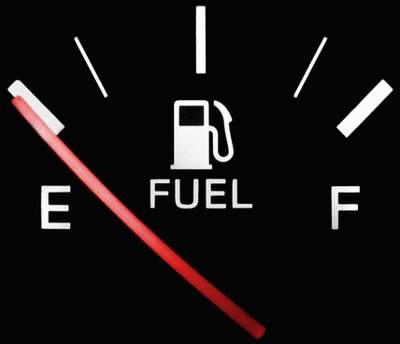 Image was here of a gas gage pointing to E for empty.
